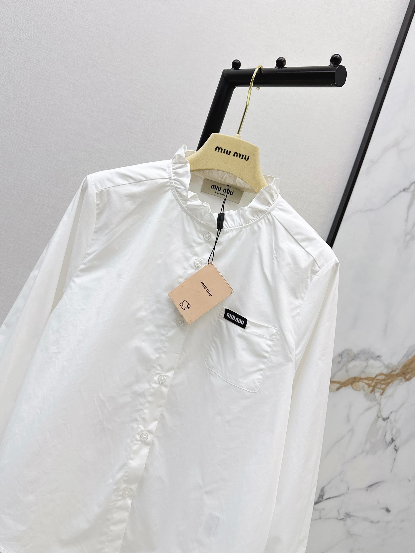 26ss Ruffled stand collar shirt