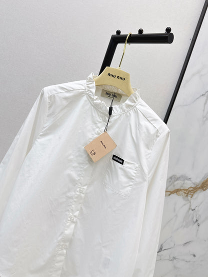 26ss Ruffled stand collar shirt