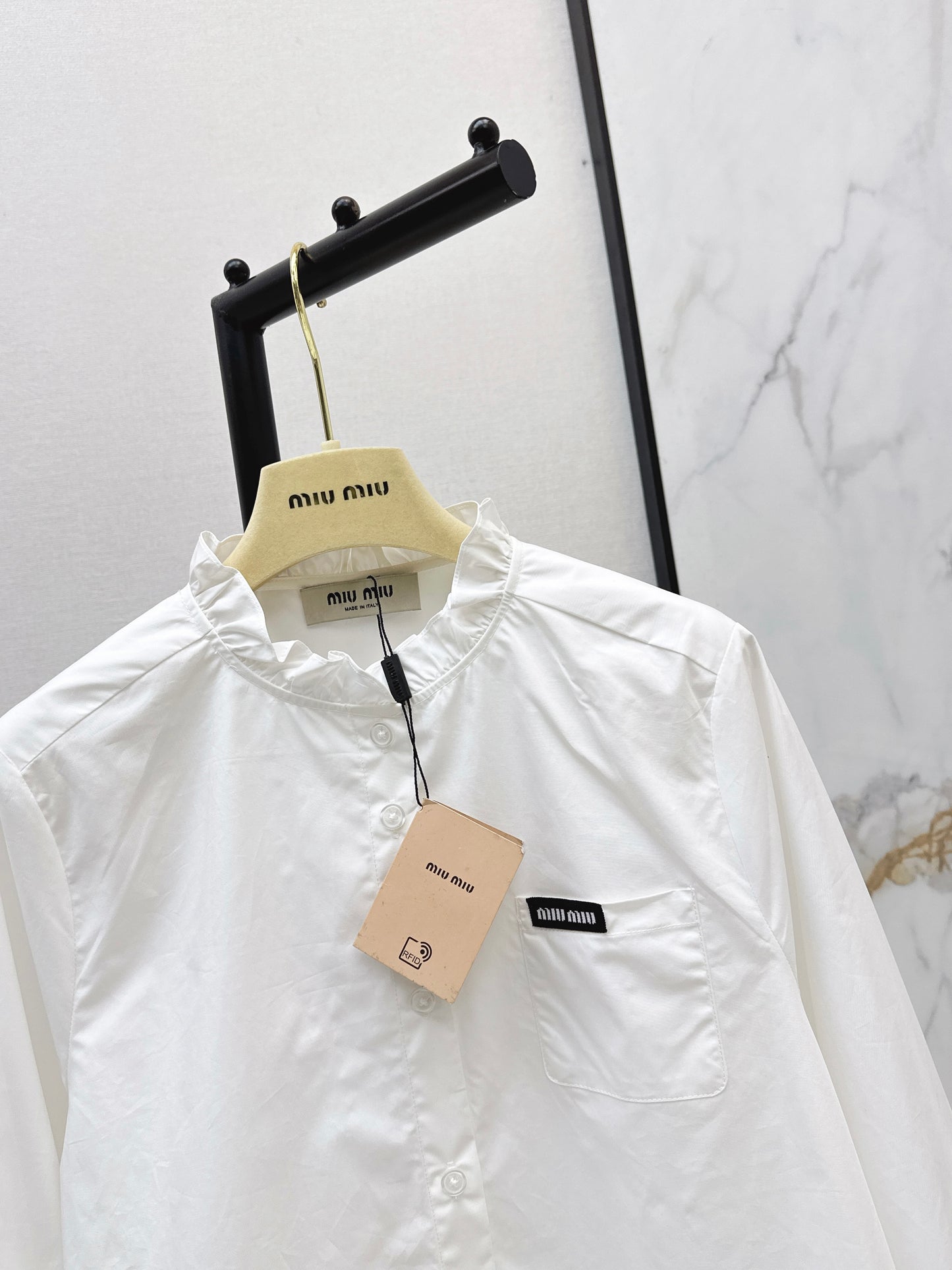 26ss Ruffled stand collar shirt