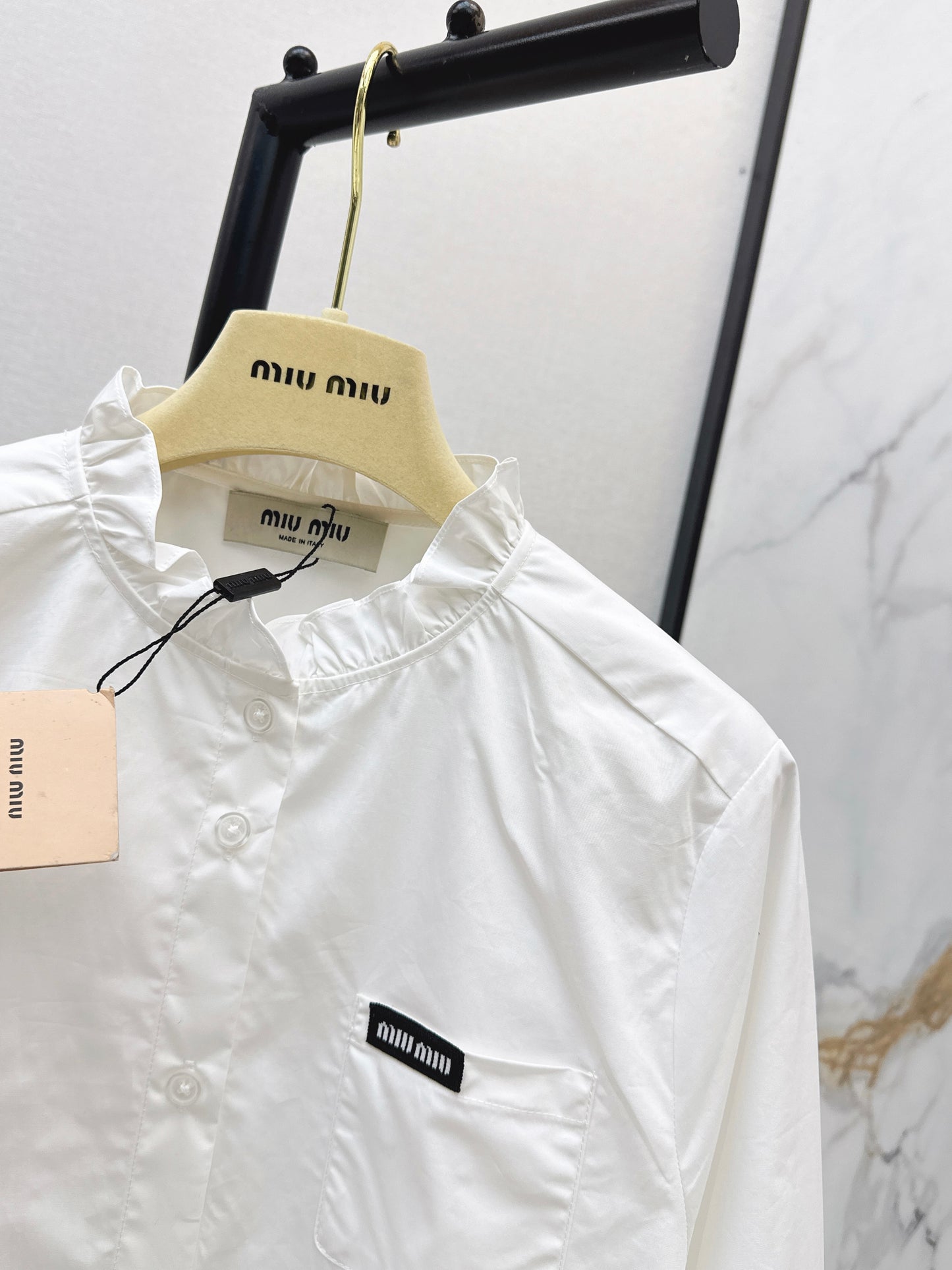 26ss Ruffled stand collar shirt