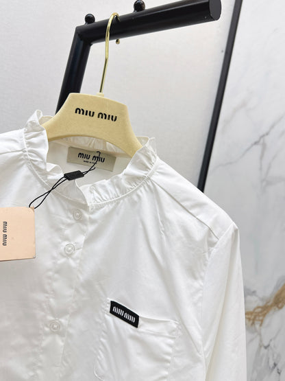 26ss Ruffled stand collar shirt