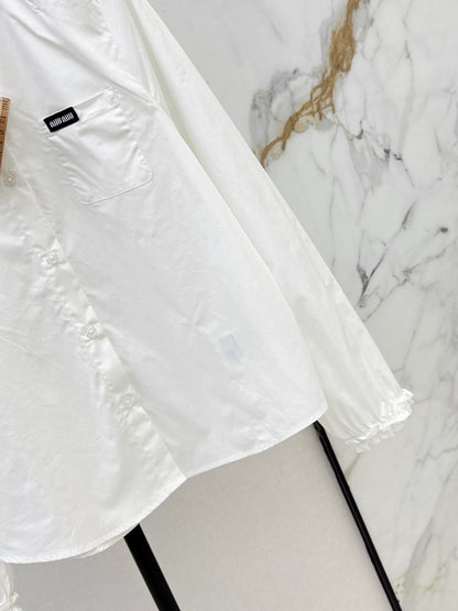 26ss Ruffled stand collar shirt