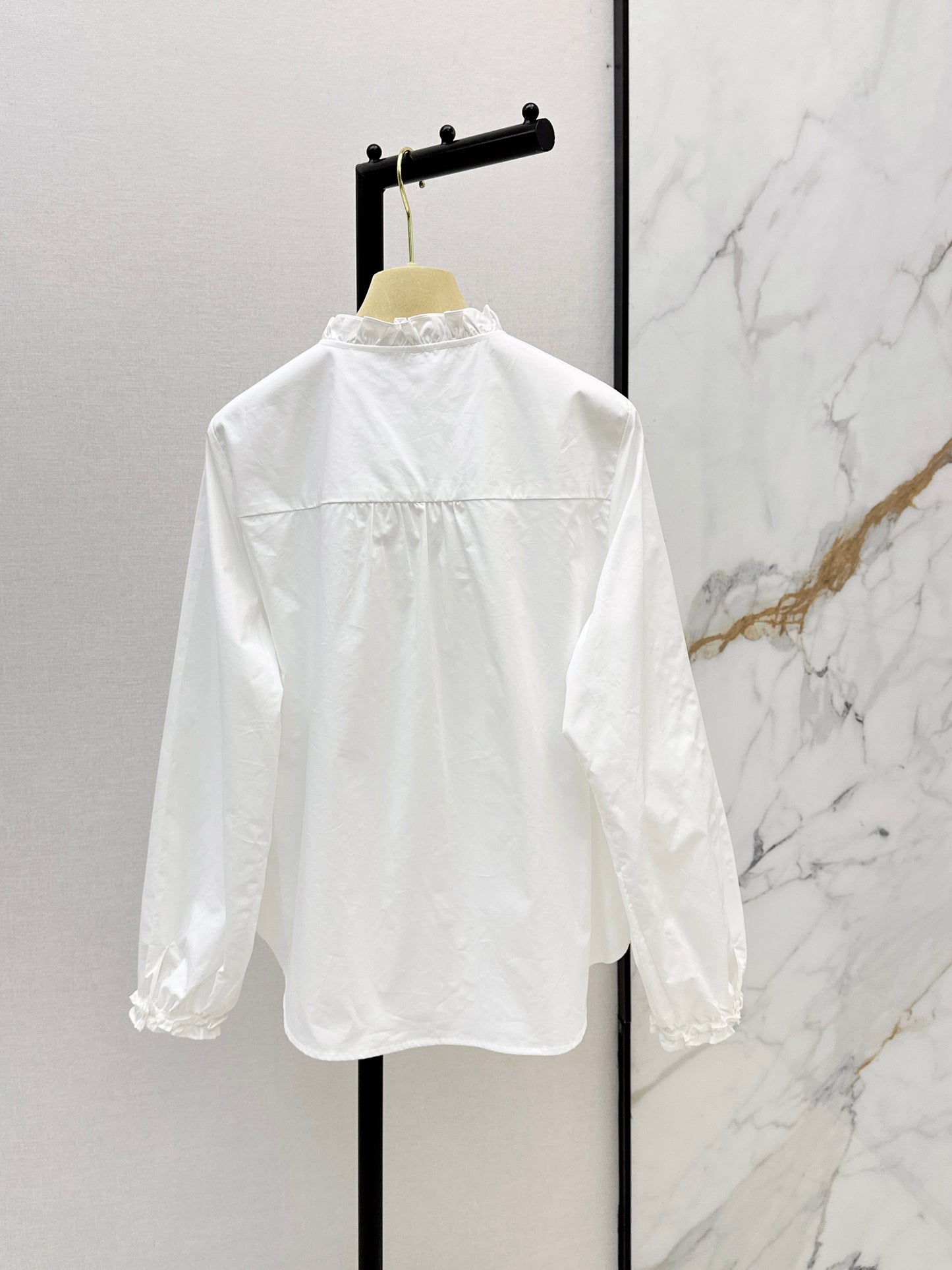 26ss Ruffled stand collar shirt