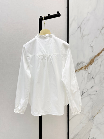 26ss Ruffled stand collar shirt