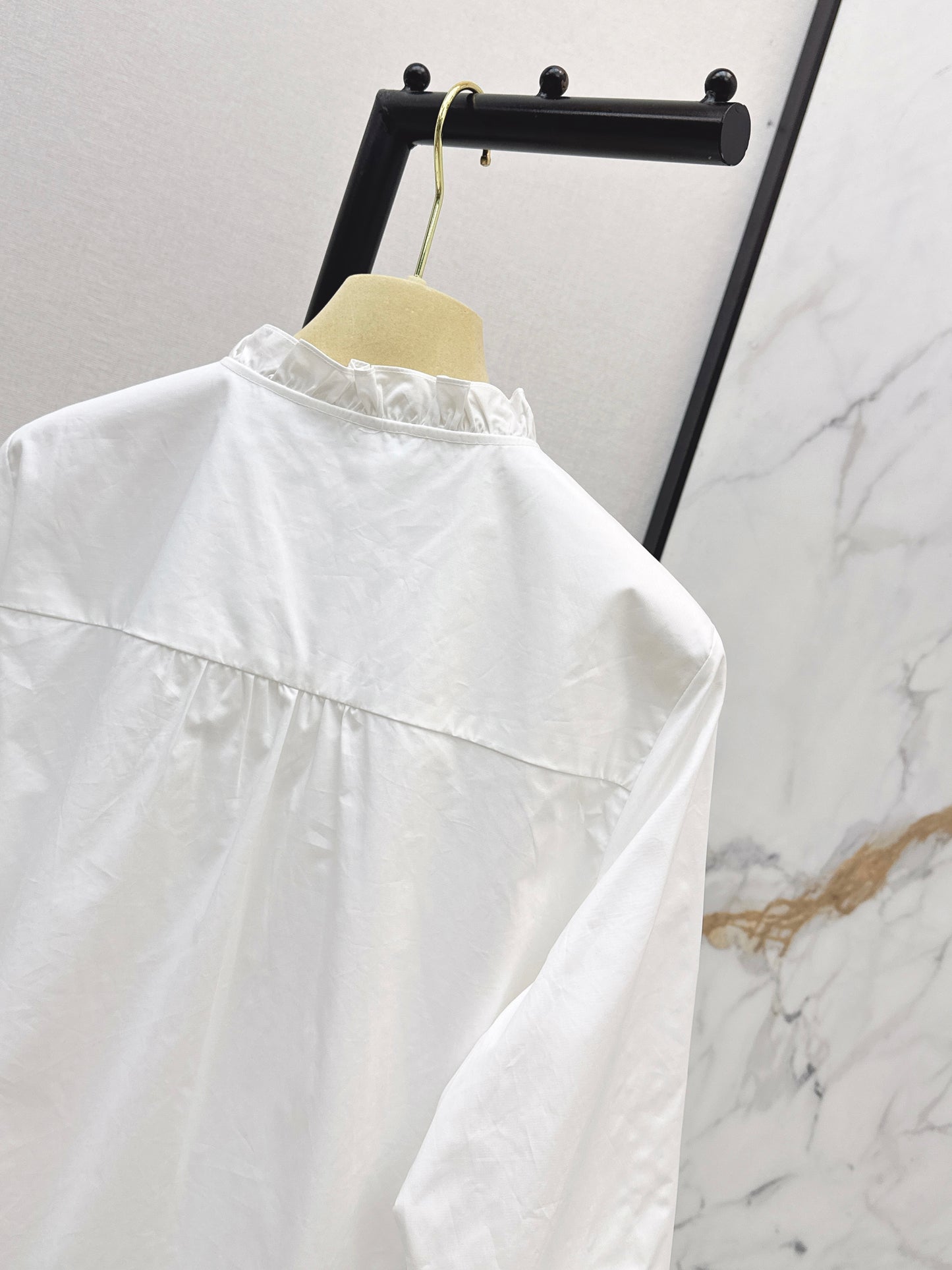 26ss Ruffled stand collar shirt