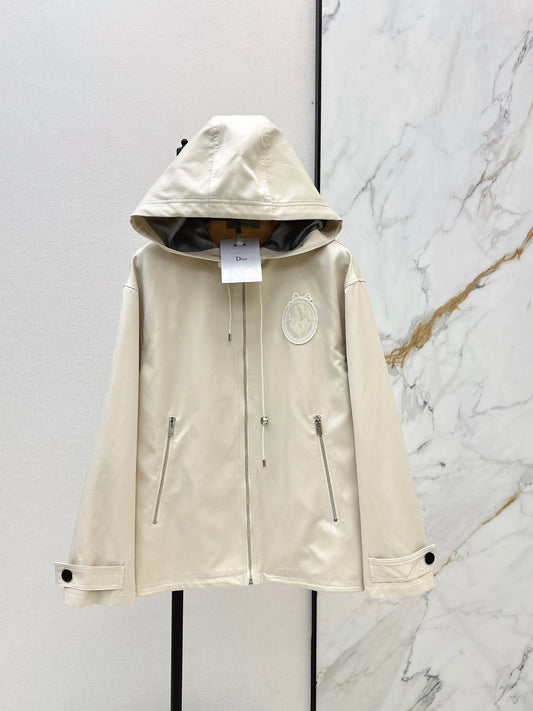 26ss Embroidered Hooded Trench Coat