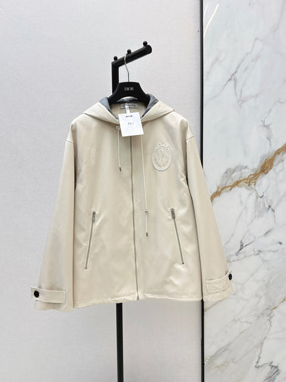 26ss Embroidered Hooded Trench Coat