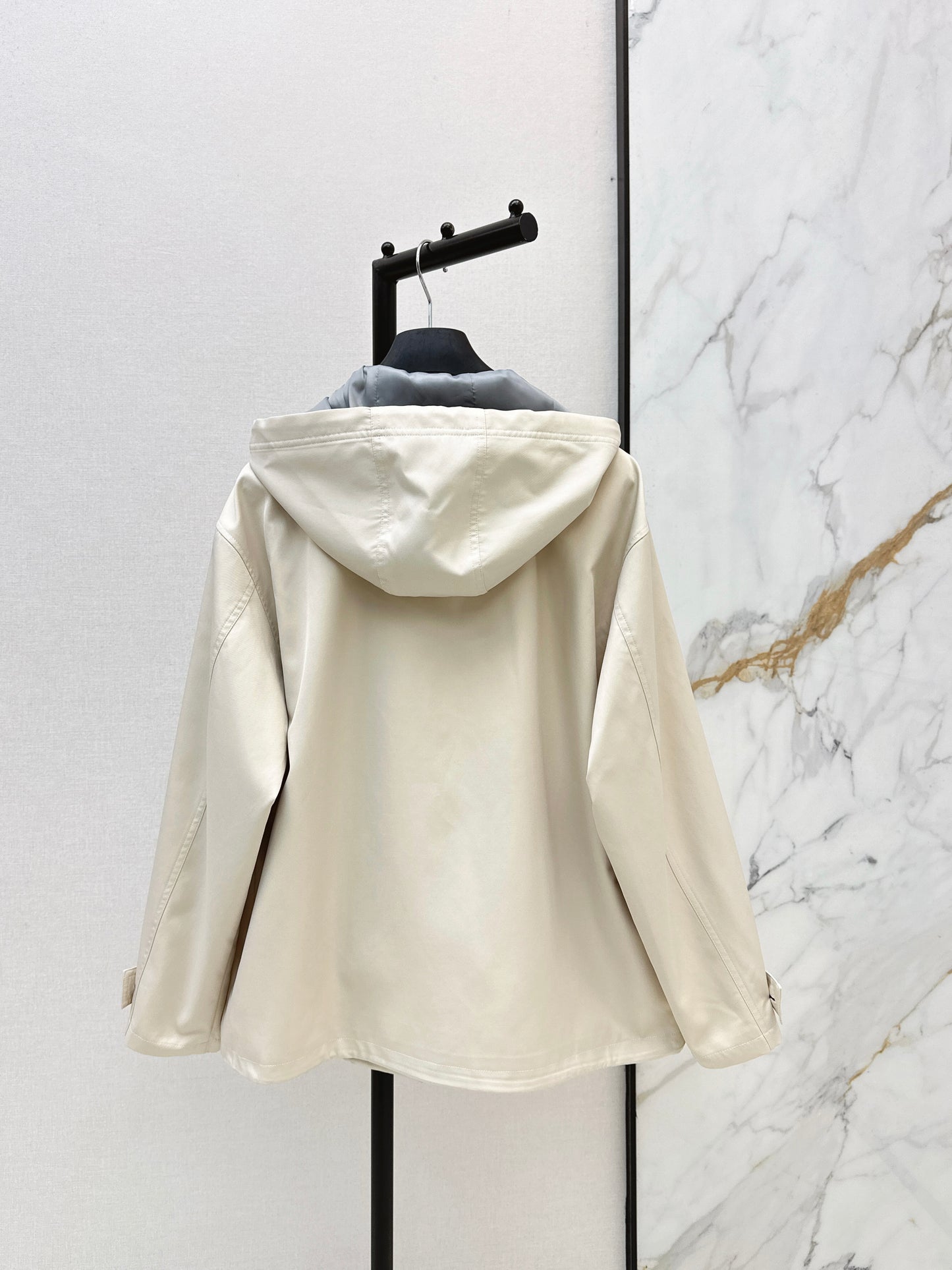 26ss Embroidered Hooded Trench Coat