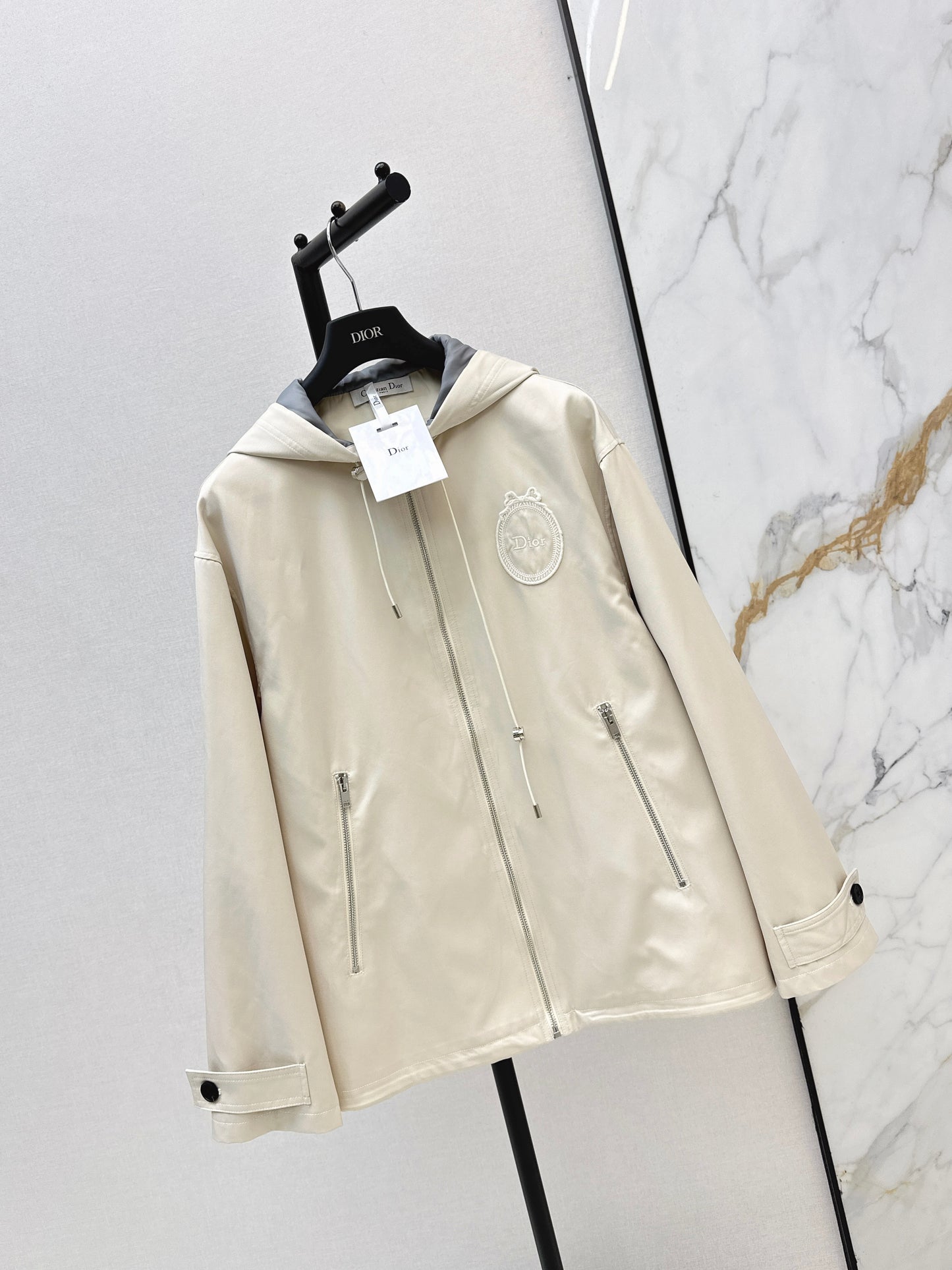 26ss Embroidered Hooded Trench Coat