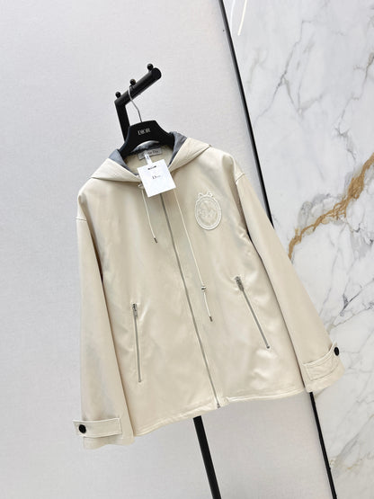 26ss Embroidered Hooded Trench Coat