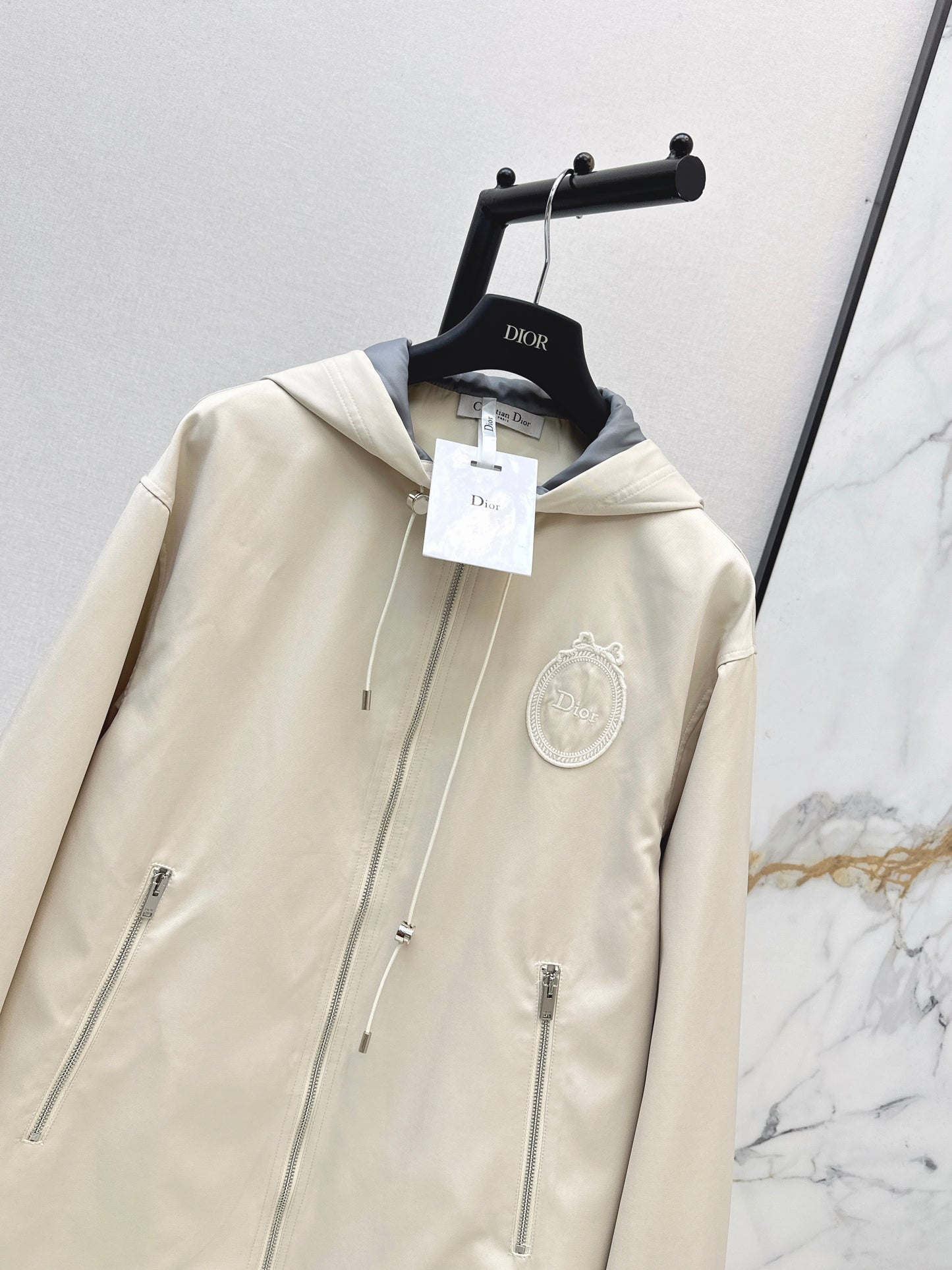 26ss Embroidered Hooded Trench Coat