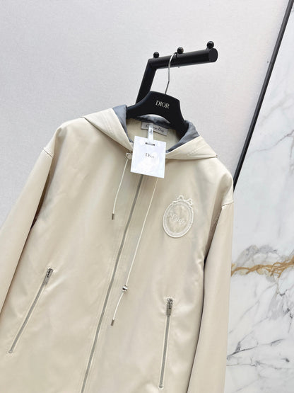 26ss Embroidered Hooded Trench Coat