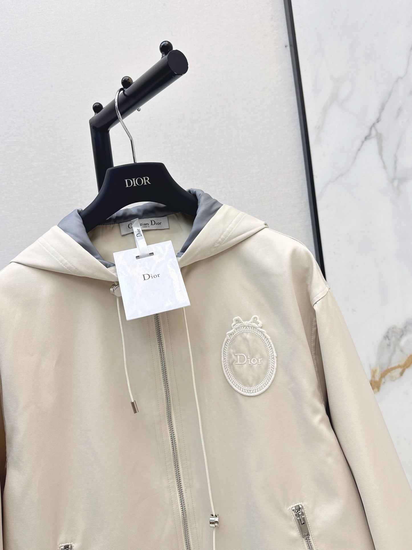 26ss Embroidered Hooded Trench Coat