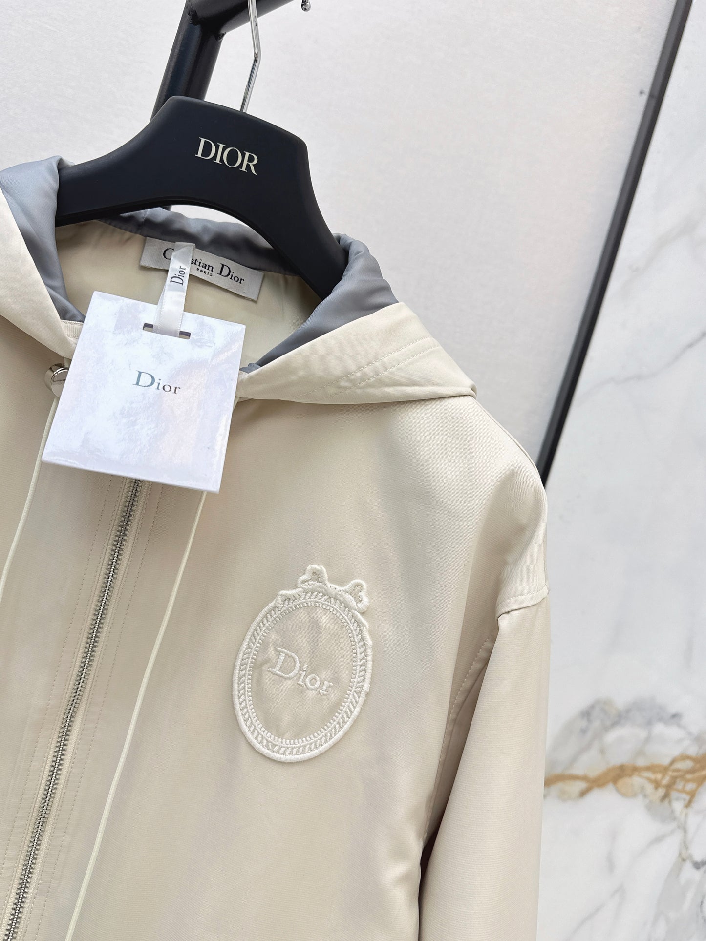 26ss Embroidered Hooded Trench Coat