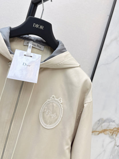 26ss Embroidered Hooded Trench Coat