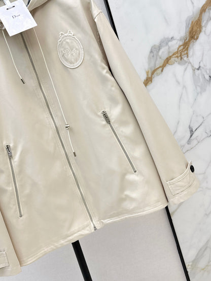 26ss Embroidered Hooded Trench Coat