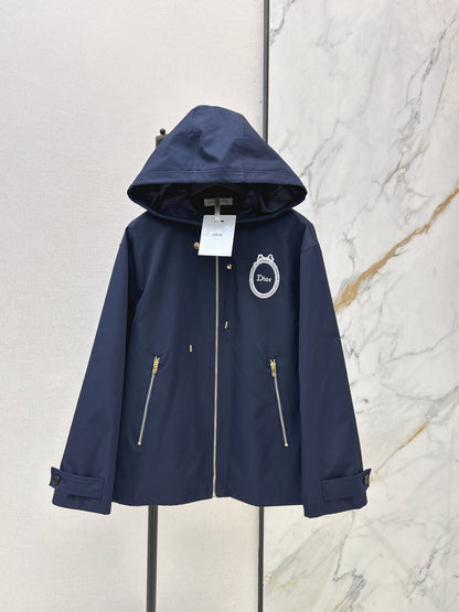 26ss Embroidered Hooded Trench Coat
