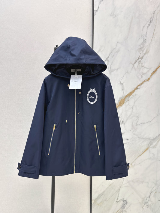 26ss Embroidered Hooded Trench Coat