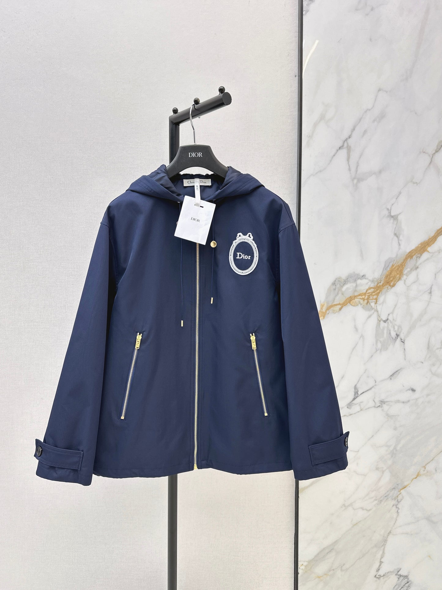 26ss Embroidered Hooded Trench Coat