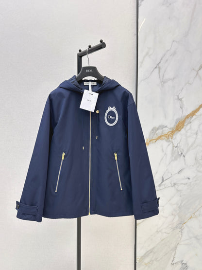 26ss Embroidered Hooded Trench Coat