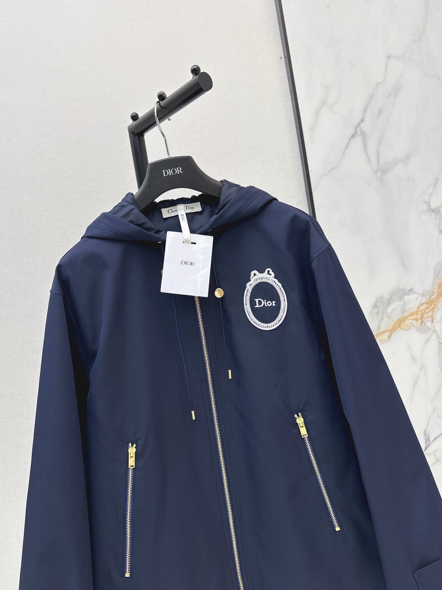 26ss Embroidered Hooded Trench Coat