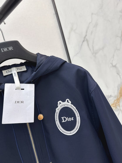 26ss Embroidered Hooded Trench Coat