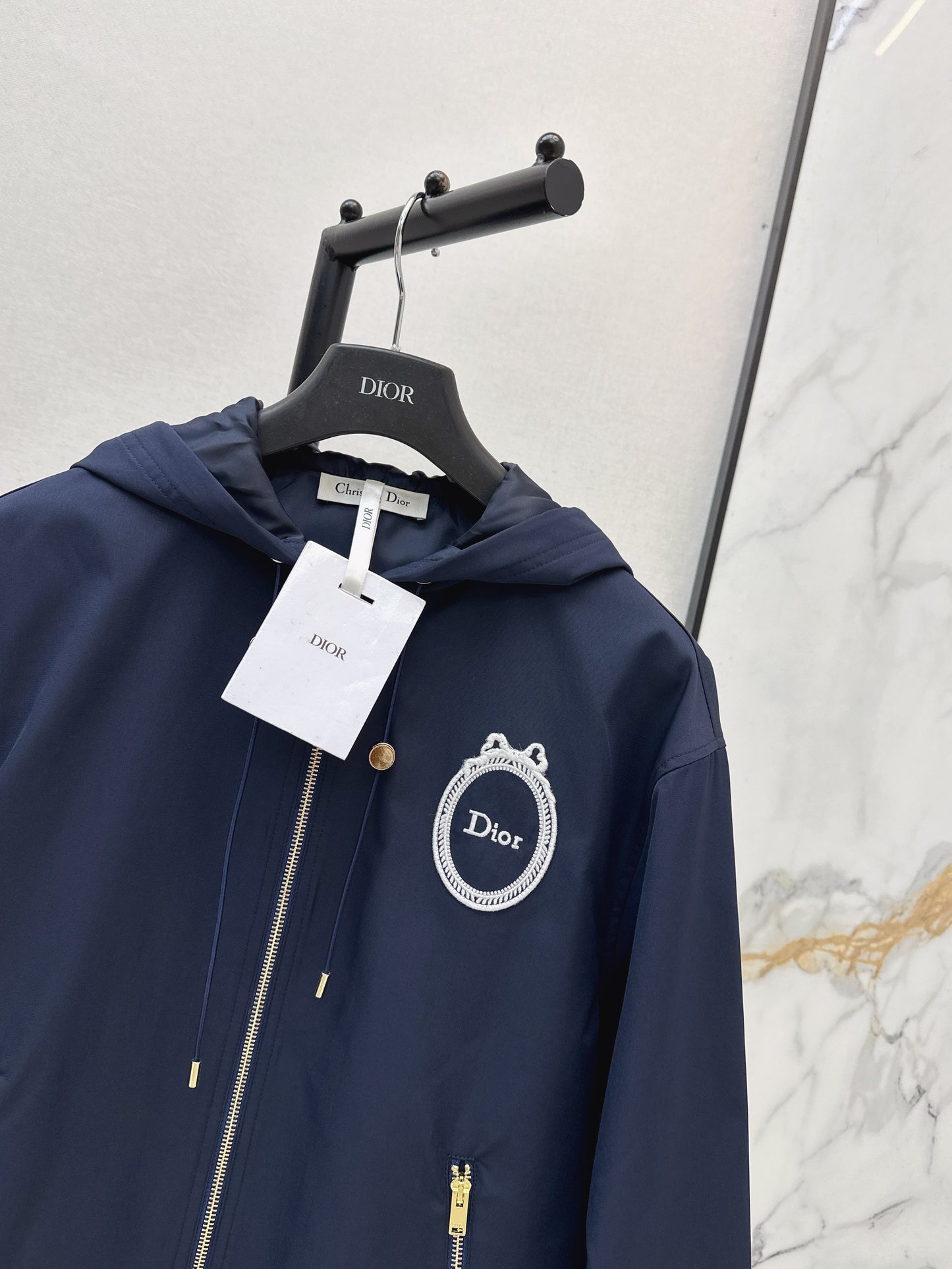 26ss Embroidered Hooded Trench Coat