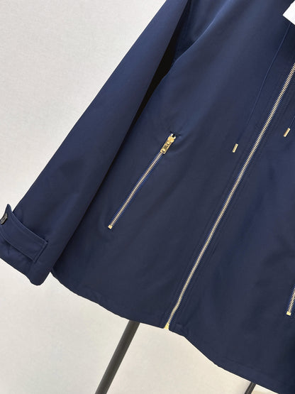 26ss Embroidered Hooded Trench Coat