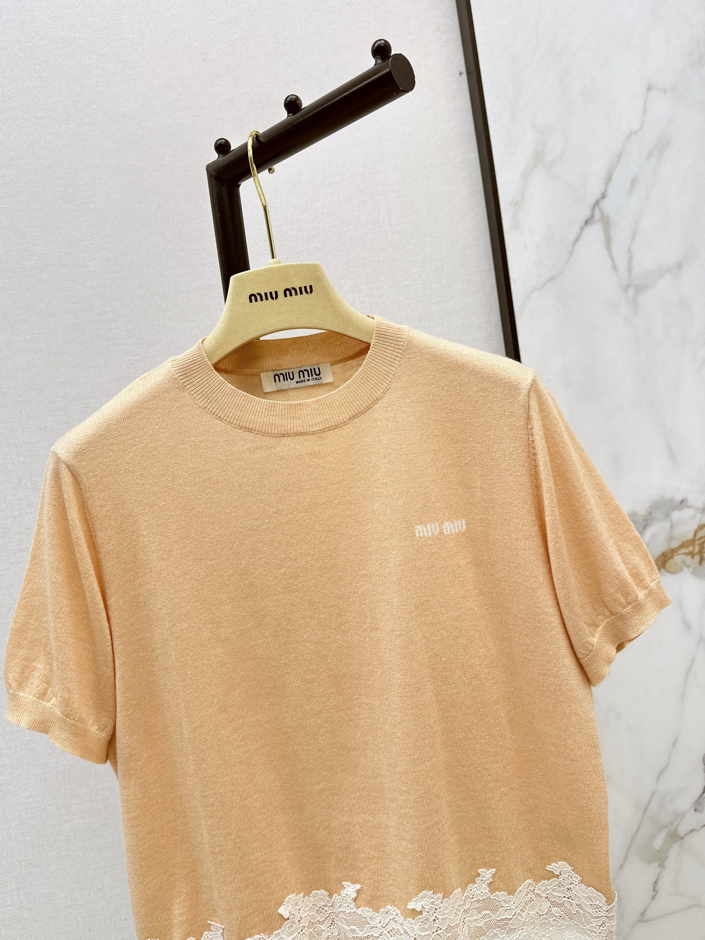 26ss Lace-trimmed knit T-shirt