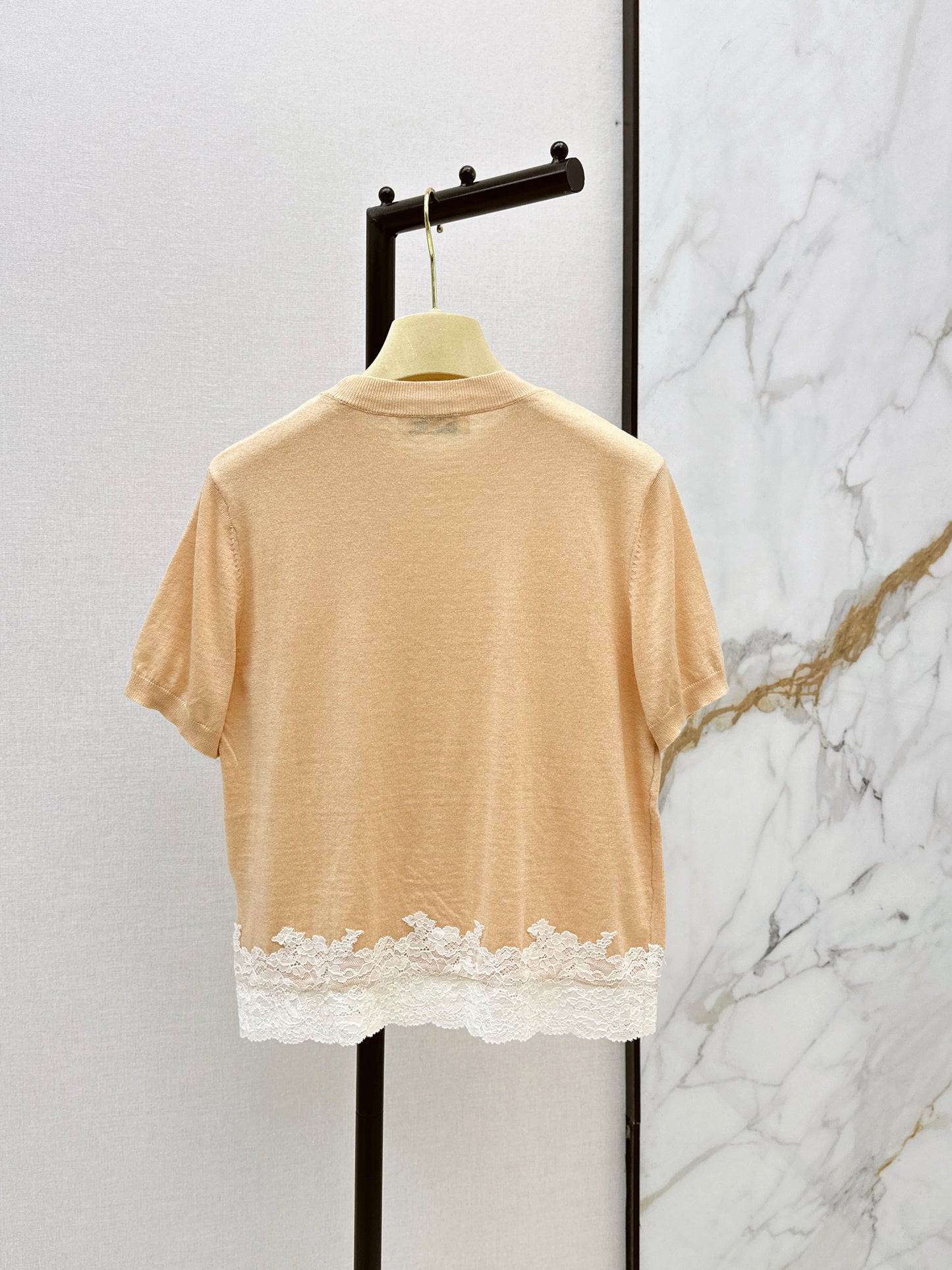 26ss Lace-trimmed knit T-shirt