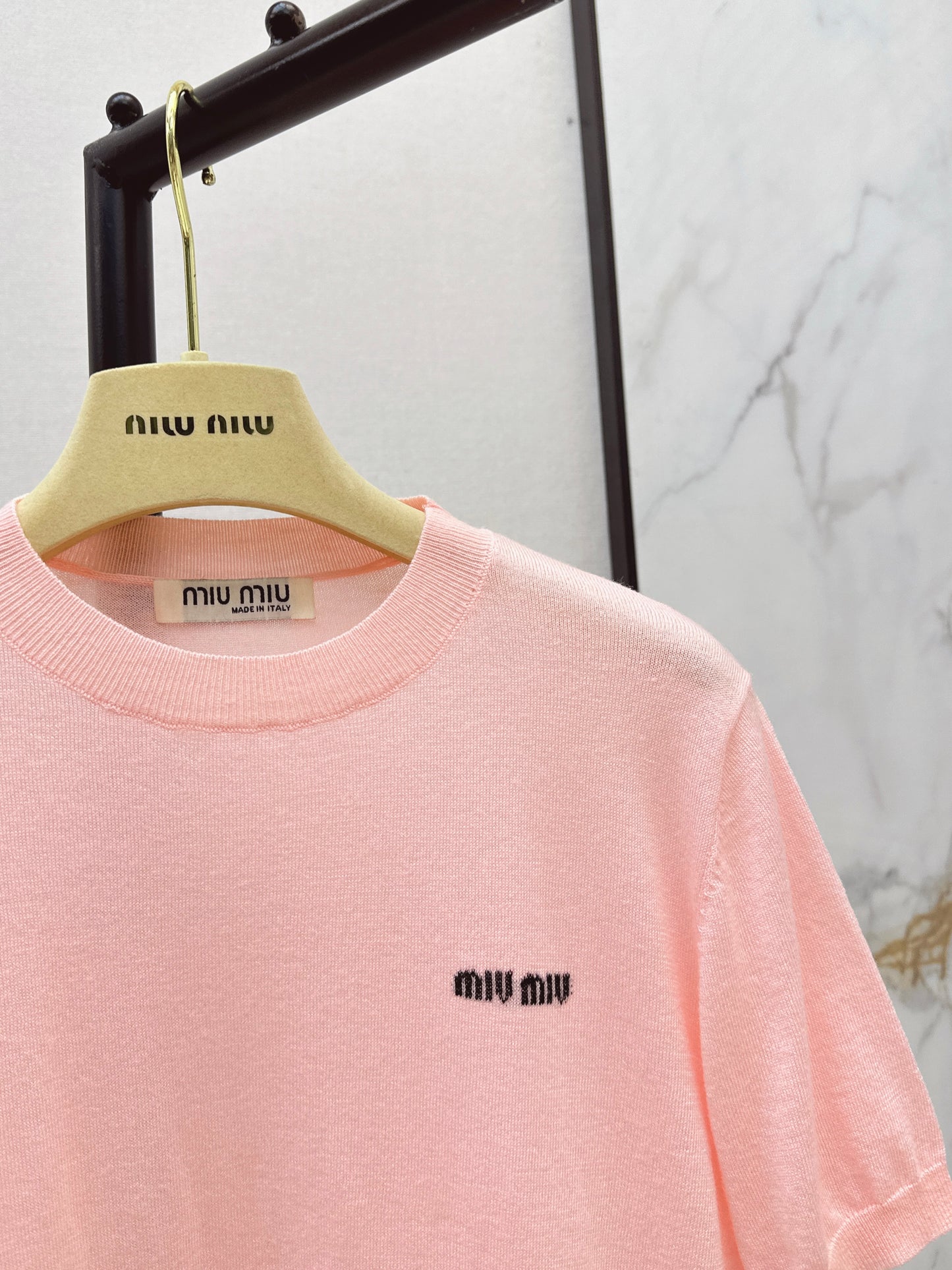26ss Lace-trimmed knit T-shirt