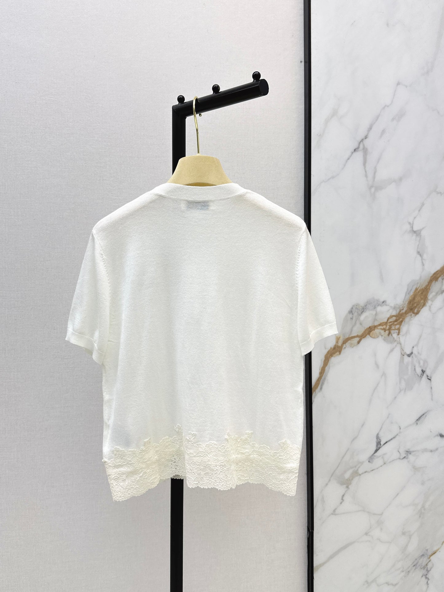 26ss Lace-trimmed knit T-shirt