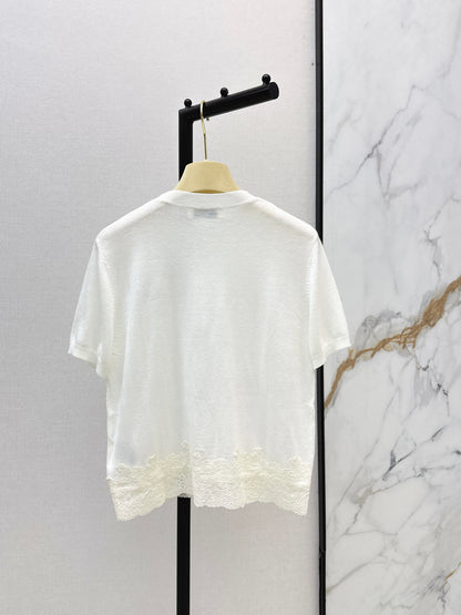 26ss Lace-trimmed knit T-shirt
