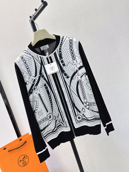 26ss Printed Pattern Knit Cardigan