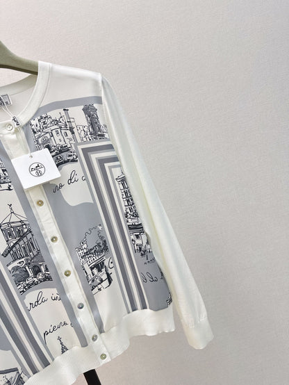 26ss Printed Pattern Knit Cardigan