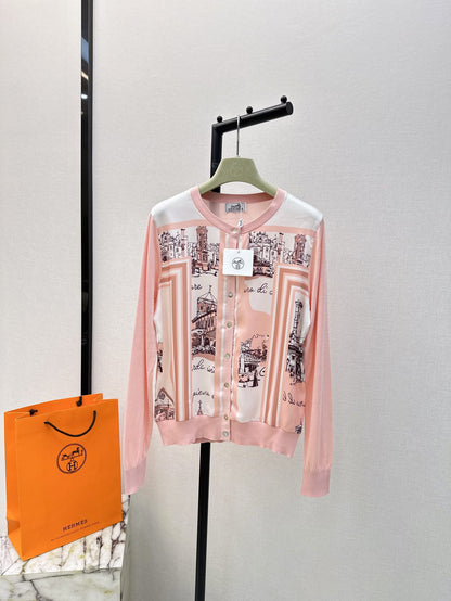 26ss Printed Pattern Knit Cardigan