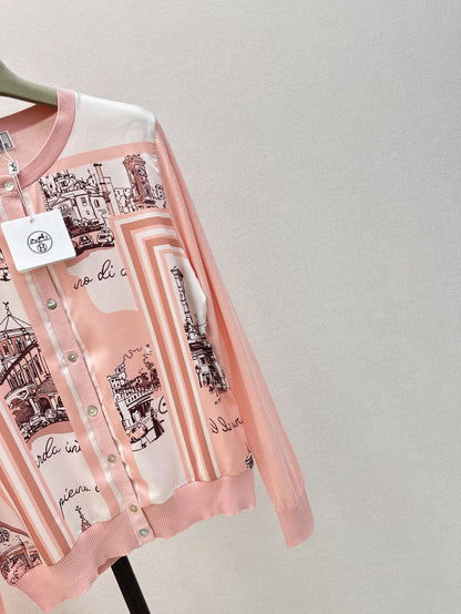 26ss Printed Pattern Knit Cardigan