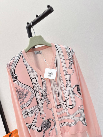 26ss Printed Pattern Knit Cardigan