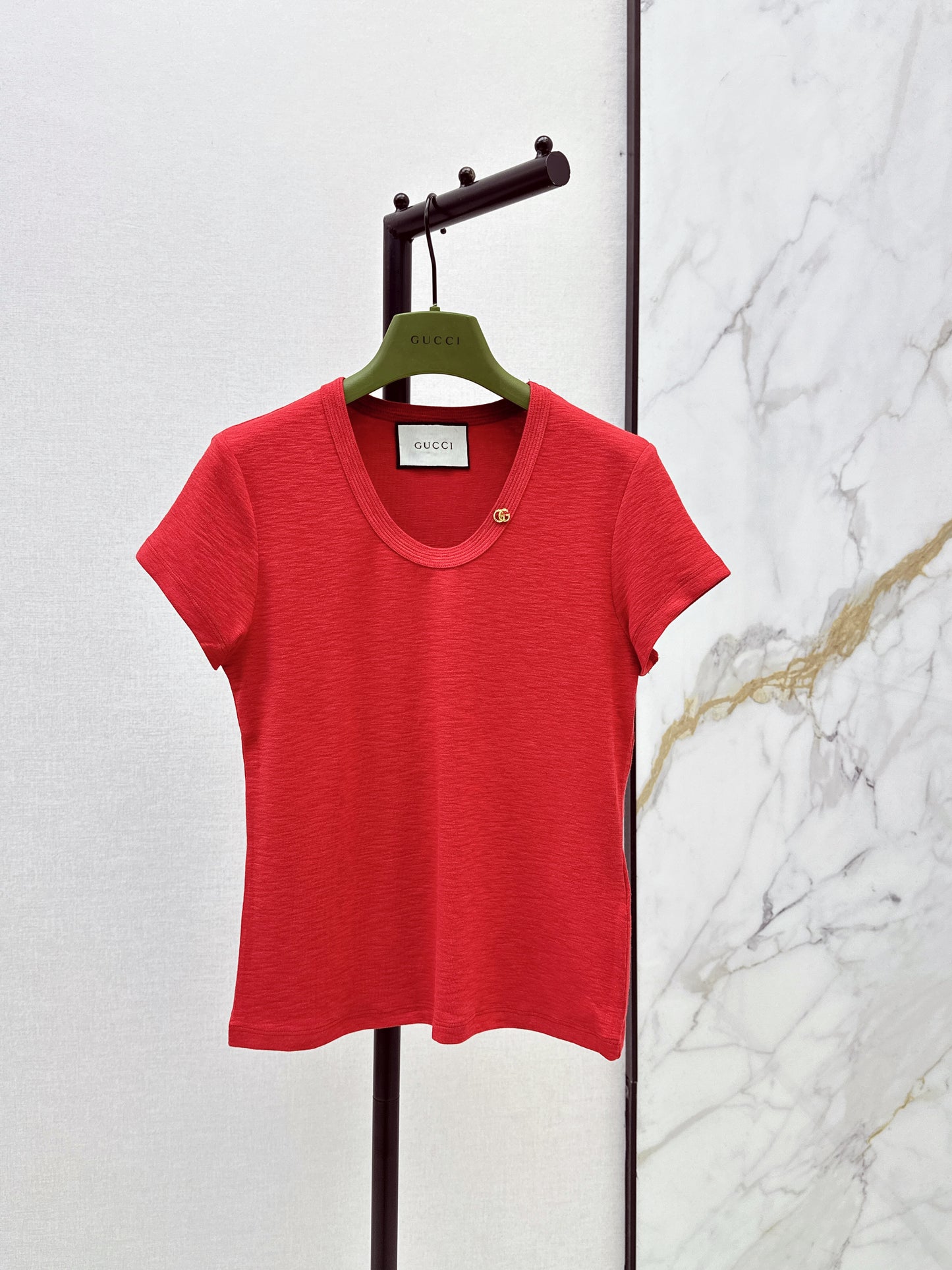 26ss Hardware-decorated U-neck T-shirt