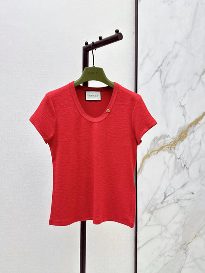 26ss Hardware-decorated U-neck T-shirt