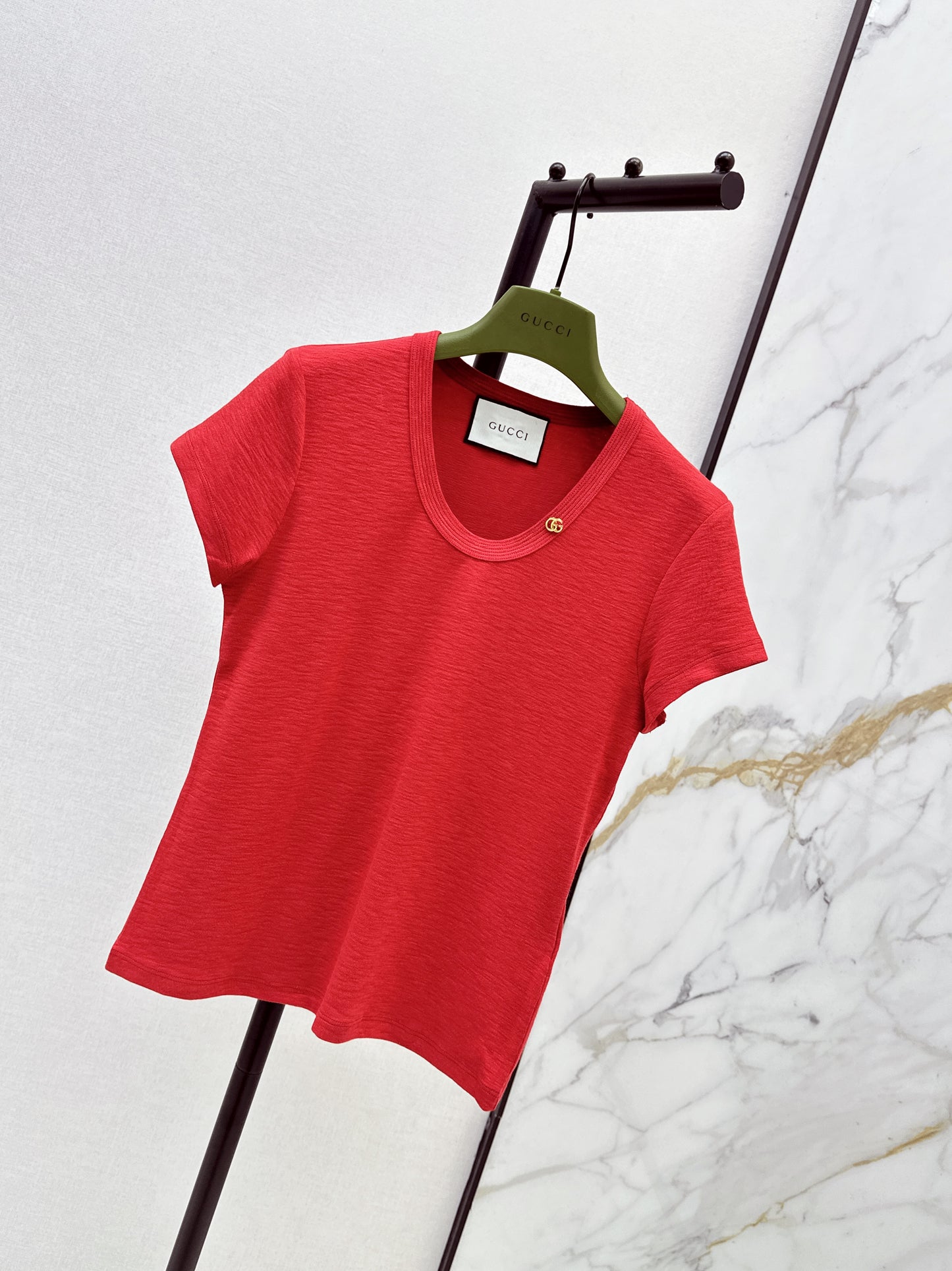 26ss Hardware-decorated U-neck T-shirt