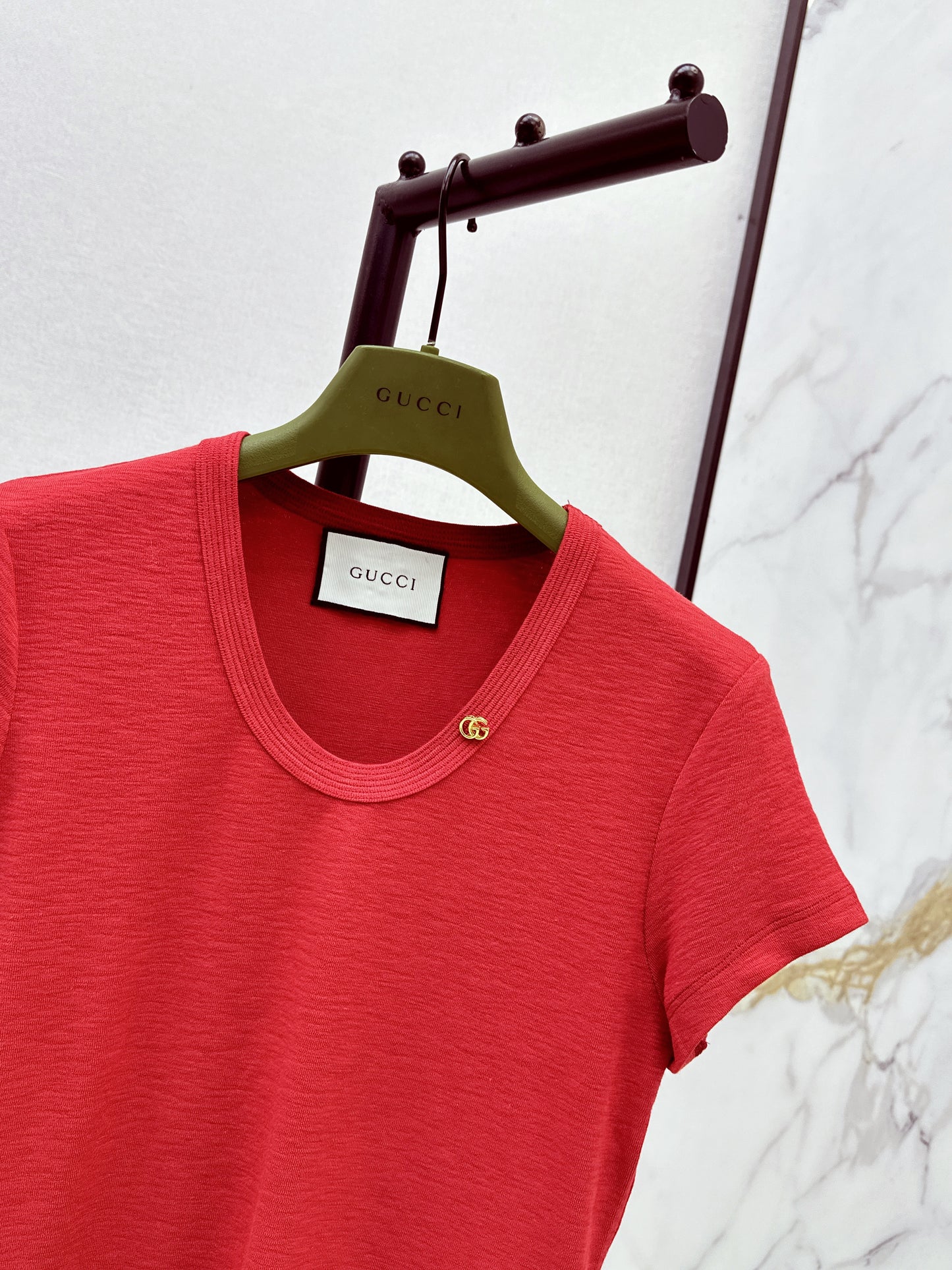 26ss Hardware-decorated U-neck T-shirt