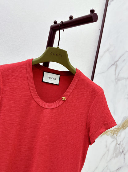 26ss Hardware-decorated U-neck T-shirt