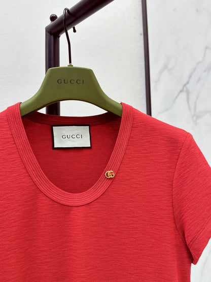 26ss Hardware-decorated U-neck T-shirt