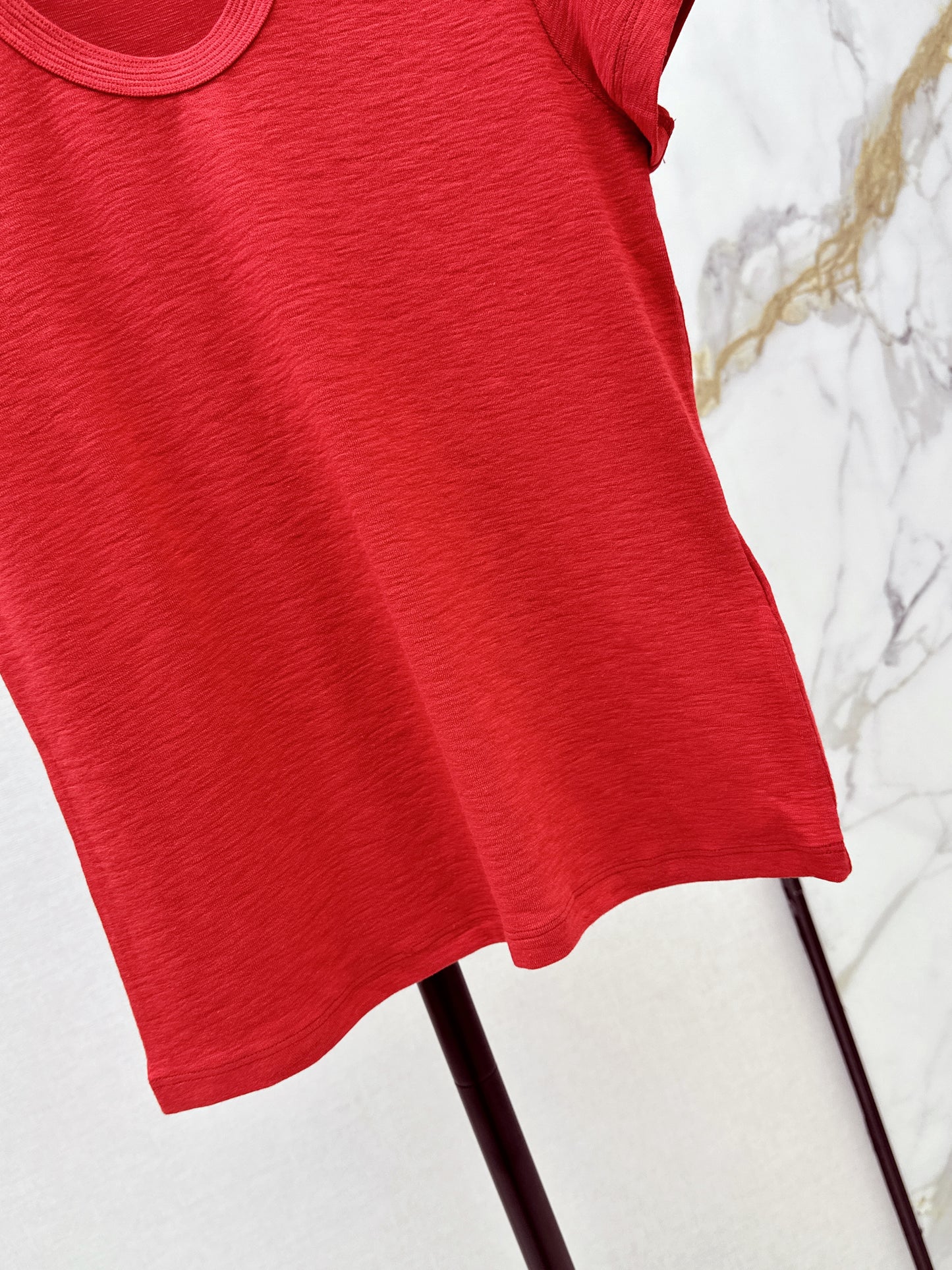 26ss Hardware-decorated U-neck T-shirt