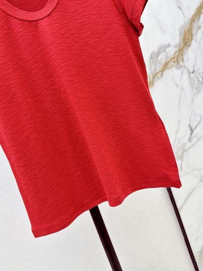 26ss Hardware-decorated U-neck T-shirt