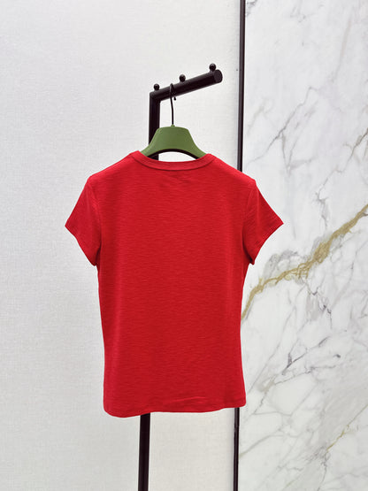 26ss Hardware-decorated U-neck T-shirt