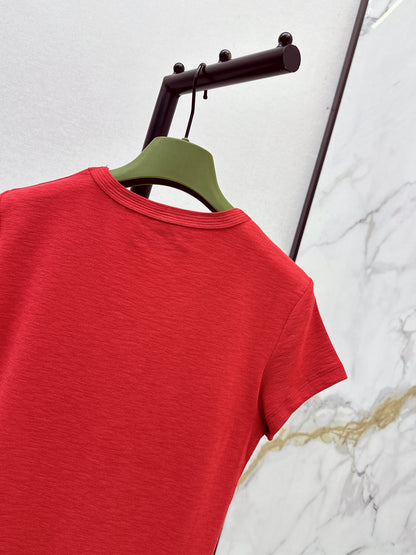 26ss Hardware-decorated U-neck T-shirt