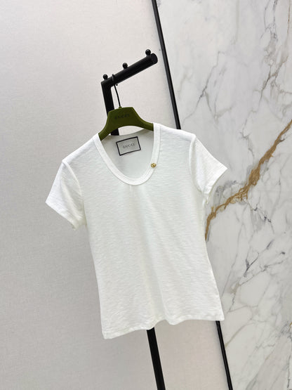 26ss Hardware-decorated U-neck T-shirt