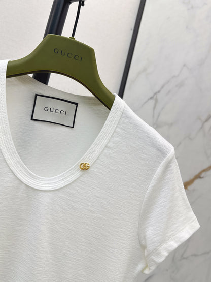 26ss Hardware-decorated U-neck T-shirt